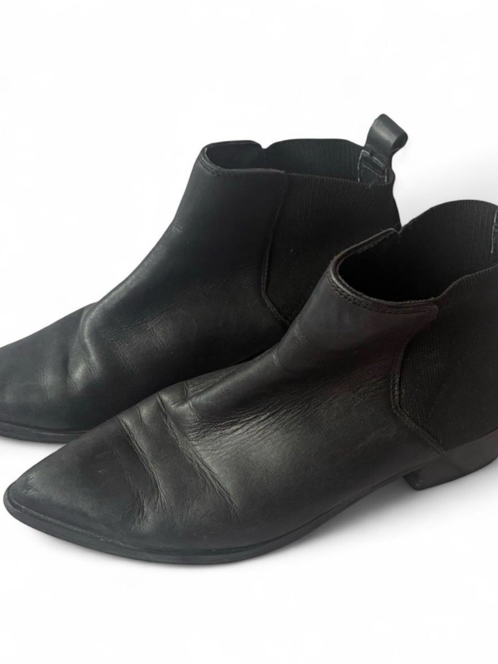 Steve Madden Black Leather Pointed Ankle Booties